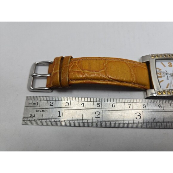 Lucien Piccard Swiss Quartz Tank Orange Crystal Bezel Womens Watch New Battery main image 3